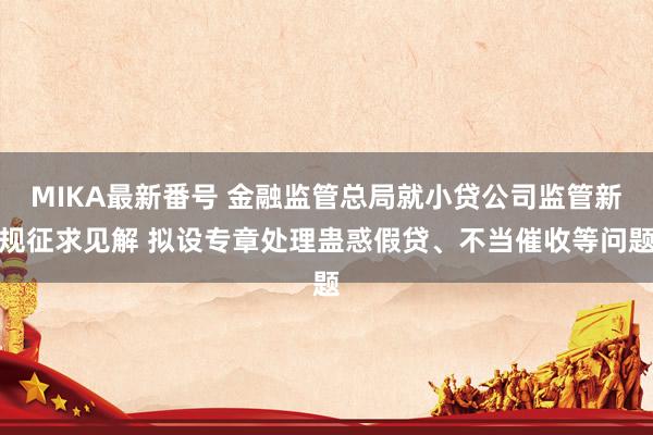 MIKA最新番号 金融监管总局就小贷公司监管新规征求见解 拟设专章处理蛊惑假贷、不当催收等问题