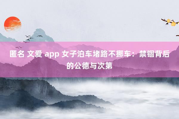 匿名 文爱 app 女子泊车堵路不挪车：禁锢背后的公德与次第