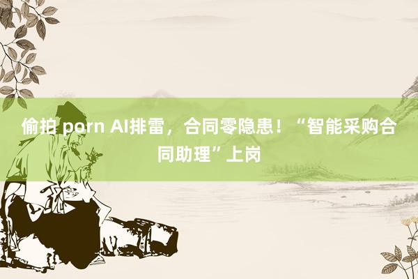 偷拍 porn AI排雷，合同零隐患！“智能采购合同助理”上岗