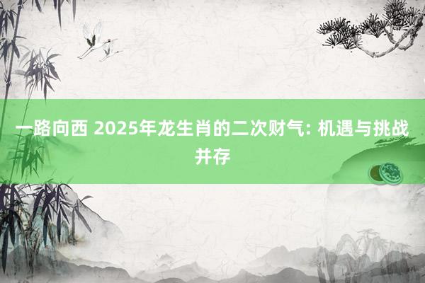 一路向西 2025年龙生肖的二次财气: 机遇与挑战并存