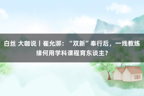 白丝 大咖说丨崔允漷：“双新”奉行后，一线教练缘何用学科课程育东谈主？